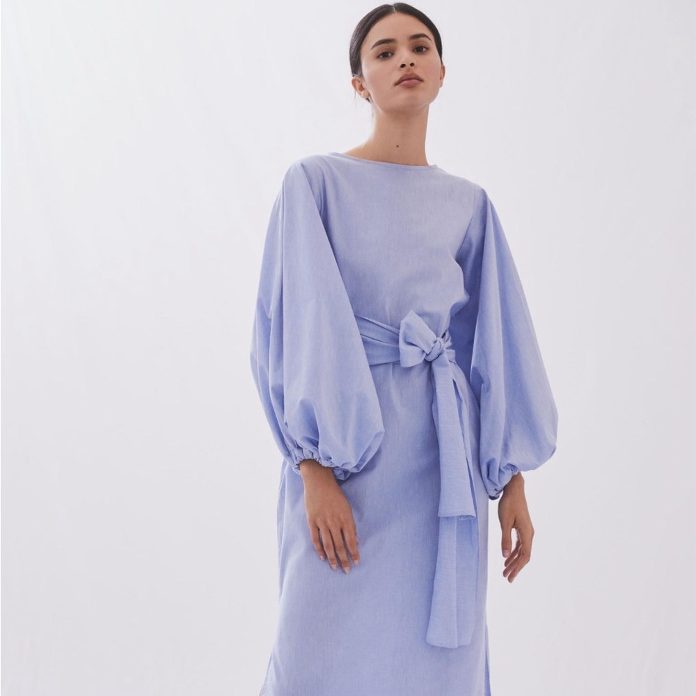 NWOT Margo Baridon Chambray Maxi Dress Sky Blue XS